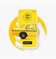 online taxi order concept white hand silhouette vector image