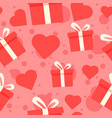 gift boxes and red hearts seamless pattern vector image vector image