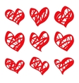 hand drawn red hearts vector image vector image
