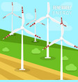 wind power turbines and windmills vector image vector image