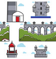portugal bridge and brick tower lighthouse vector image