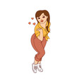 curvy plus size woman standing with blow kiss vector image
