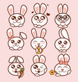 cute rabbits icons set sweet vector image vector image