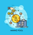mining pool thin line concept vector image vector image