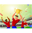 winner team player holding soccer ball vector image
