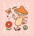 trippy retro cartoon characters set happy fly vector image vector image