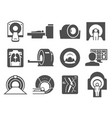 mri medical machine practice black icon set vector image