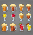 cartoon drinks glossy icons ans objects for your vector image vector image