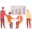 manager makes a presentation of a statistical vector image vector image