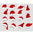 mega collection of red santa hats on transparent vector image vector image