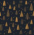 merry christmas gold tree seamless pattern vector image vector image