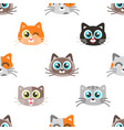 pattern with icons of cute cat faces vector image vector image