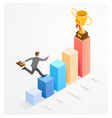 businessman running with work bag on bar chart vector image