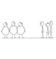 cartoon group thin men looking at crowd vector image