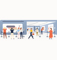exhibition visitors tourists viewing modern vector image