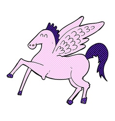 Comic cartoon pegasus Royalty Free Vector Image