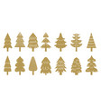 golden christmas tree icons of collection vector image vector image