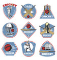 colored vintage cricket logos set vector image vector image