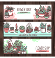 succulents and cacti color sketch banners design vector image vector image