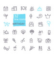 linear birthday icons set vector image