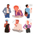 people smoke set man woman smokers standing vector image vector image