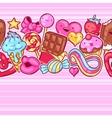 seamless kawaii pattern with sweets and candies vector image