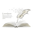 writing feather paint with flying birds and book vector image vector image