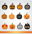 set halloween pumpkins vector image