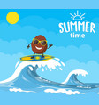 coconut characters surfing on wave vector image