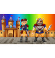 vikings cartoon character on rainbow gradient vector image