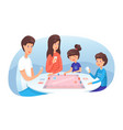 family playing board game flat vector image