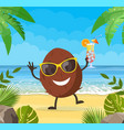funny summer banner with fruit characters vector image