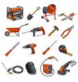 construction tools set vector image