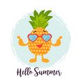 funny background with pineapple in sunglasses vector image