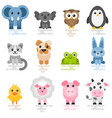 set cute cartoon animals flat style icons vector image
