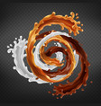 splash caramel chocolate and milk swirl mix vector image vector image