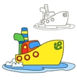 motor ship coloring book page cartoon vector image vector image