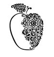 black and white apple decorated floral pattern vector image vector image