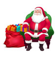 santa claus sit in chair and give bag gifts vector image