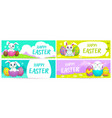 easter greeting banners with eggs and bunnies vector image