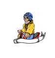 skull helmet racing drift hand drawing vector image vector image
