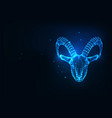 futuristic glowing low polygonal goat mouflon vector image