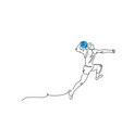 handball player throws the ball one continuous vector image vector image