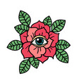 rose and eye tattoo with sacred geometry frame vector image vector image