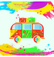 colorful vintage hippie van vintage camper van vector image