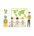 geography lesson at school - modern cartoon people vector image