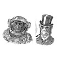 monkey astronaut and gentleman with a cigar vector image
