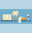 shabbat shalom background with religious objects vector image vector image