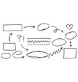doodle lines arrows circles and curves hand vector image