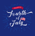 fourth july usa vintage inscription blue beams vector image